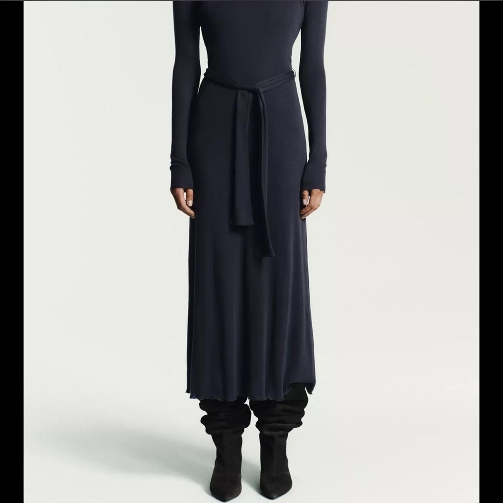 Women's Navy Maxi dress with Waist Tie